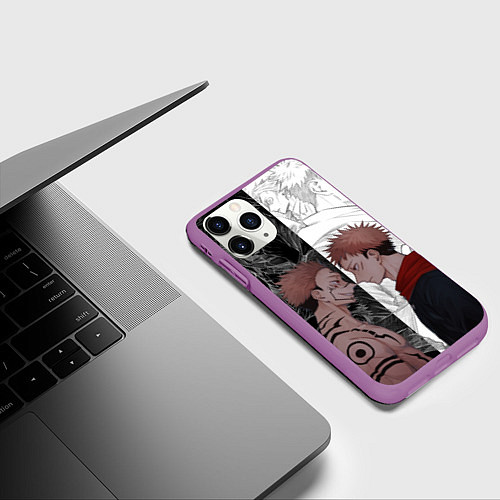 Чехол iPhone 11 Pro матовый Jujutsu Kaisen Сукуна х Юдзи / 3D-Фиолетовый – фото 3