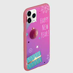 Чехол iPhone 11 Pro матовый Happy New Year!, цвет: 3D-малиновый — фото 2
