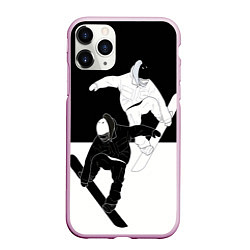 Чехол iPhone 11 Pro матовый Сноубордисты, цвет: 3D-розовый