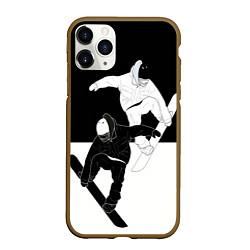 Чехол iPhone 11 Pro матовый Сноубордисты, цвет: 3D-коричневый