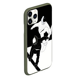 Чехол iPhone 11 Pro матовый Сноубордисты, цвет: 3D-темно-зеленый — фото 2