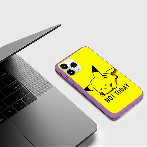 Чехол iPhone 11 Pro матовый Пикачу лень / 3D-Фиолетовый – фото 3