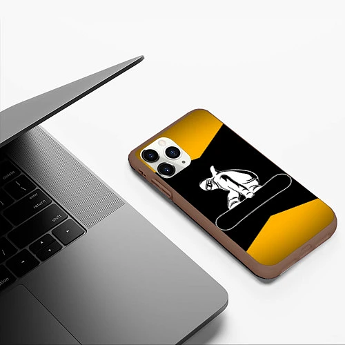 Чехол iPhone 11 Pro матовый Сноубордист / 3D-Коричневый – фото 3