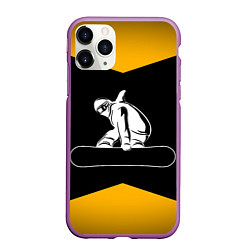 Чехол iPhone 11 Pro матовый Сноубордист, цвет: 3D-фиолетовый
