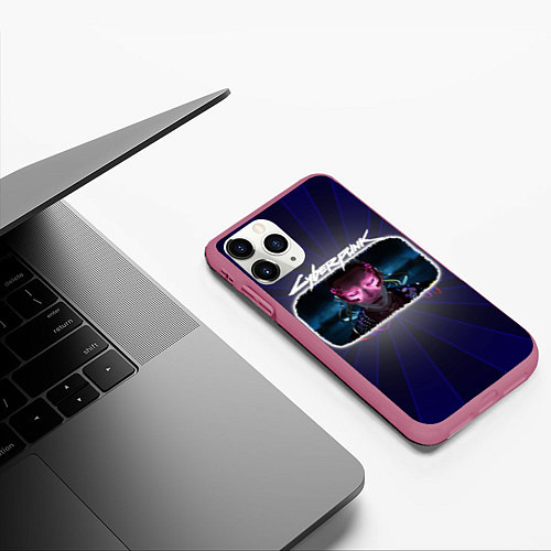 Чехол iPhone 11 Pro матовый CYBERPUNK / 3D-Малиновый – фото 3