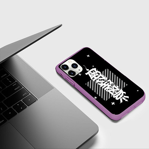 Чехол iPhone 11 Pro матовый CYBER calligraphy / 3D-Фиолетовый – фото 3