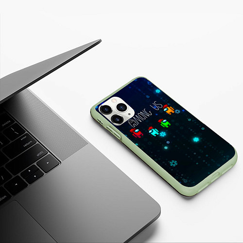 Чехол iPhone 11 Pro матовый Among Us / 3D-Салатовый – фото 3