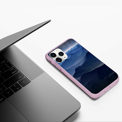 Чехол iPhone 11 Pro матовый Горный массив / 3D-Розовый – фото 3
