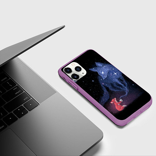 Чехол iPhone 11 Pro матовый Лиса и ее дух / 3D-Фиолетовый – фото 3