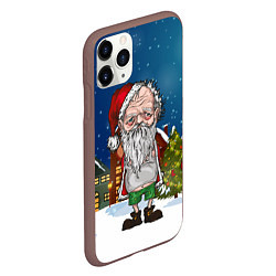Чехол iPhone 11 Pro матовый Уставший Санта, цвет: 3D-коричневый — фото 2