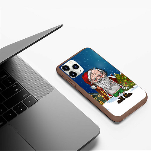 Чехол iPhone 11 Pro матовый Уставший Санта / 3D-Коричневый – фото 3