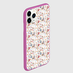 Чехол iPhone 11 Pro матовый Новогодний лес, цвет: 3D-фиолетовый — фото 2
