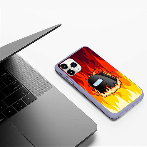 Чехол iPhone 11 Pro матовый Among Us Fire Z / 3D-Светло-сиреневый – фото 3