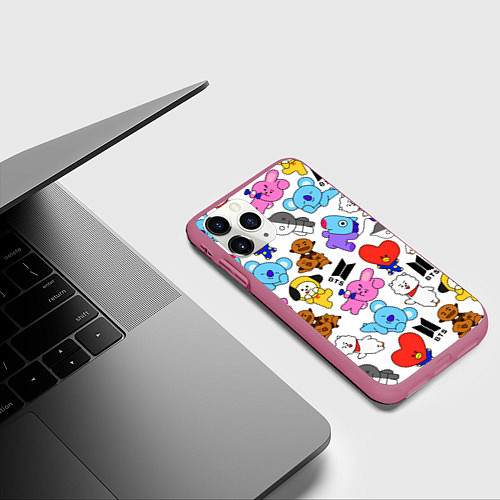 Чехол iPhone 11 Pro матовый BTS BT21 / 3D-Малиновый – фото 3