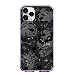 Чехол iPhone 11 Pro матовый CRAZY ANIMALS, цвет: 3D-светло-сиреневый