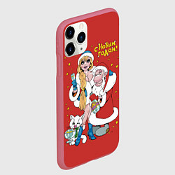 Чехол iPhone 11 Pro матовый С Новым годом!, цвет: 3D-малиновый — фото 2