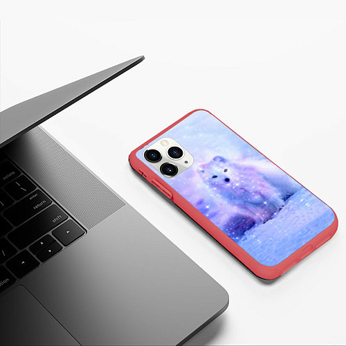 Чехол iPhone 11 Pro матовый Полярная Лисица / 3D-Красный – фото 3