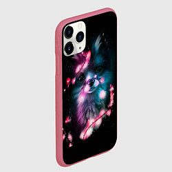 Чехол iPhone 11 Pro матовый Лиса с гирляндой, цвет: 3D-малиновый — фото 2