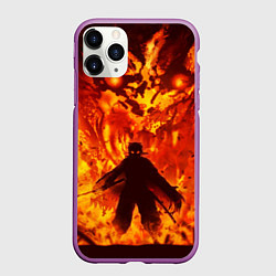 Чехол iPhone 11 Pro матовый Клинок, рассекающий демонов, цвет: 3D-фиолетовый