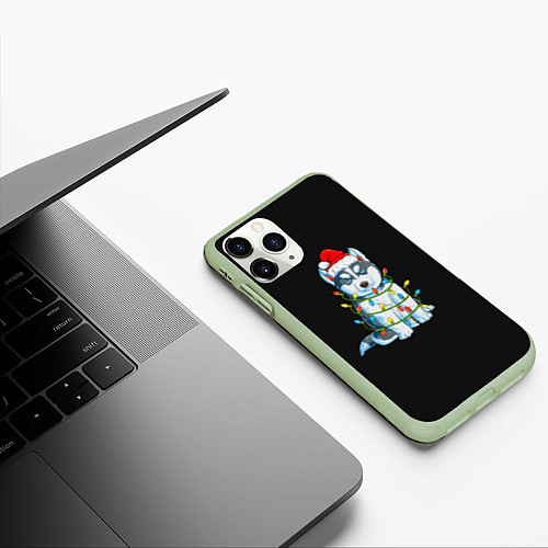 Чехол iPhone 11 Pro матовый Щенок / 3D-Салатовый – фото 3