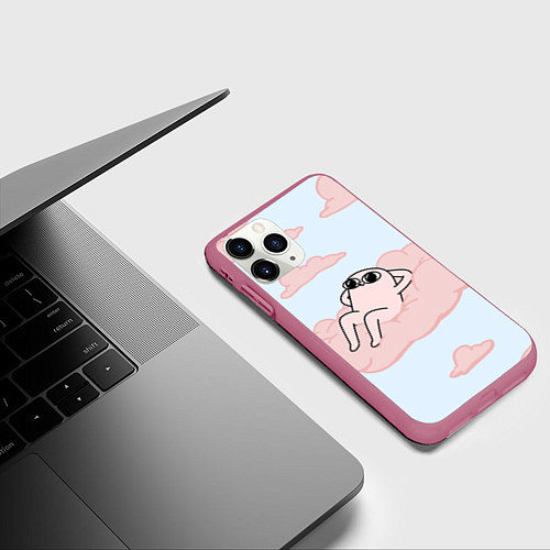 Чехол iPhone 11 Pro матовый Мем / 3D-Малиновый – фото 3