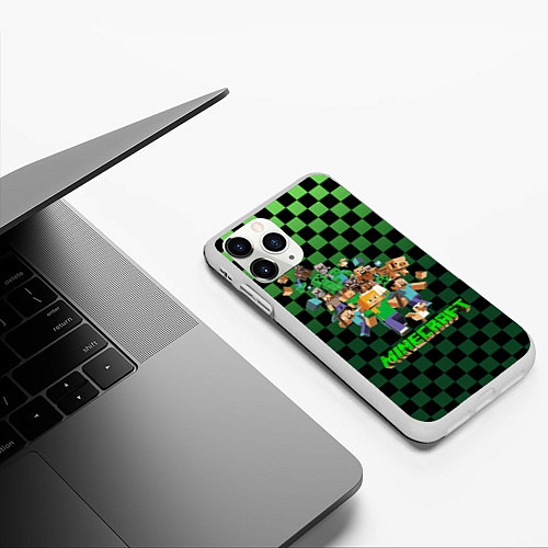 Чехол iPhone 11 Pro матовый Minecraft / 3D-Белый – фото 3