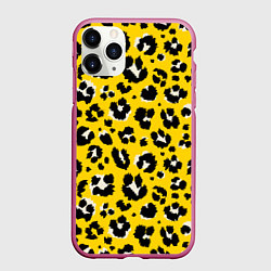 Чехол iPhone 11 Pro матовый Леопард, цвет: 3D-малиновый