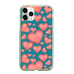 Чехол iPhone 11 Pro матовый Любовь, цвет: 3D-салатовый