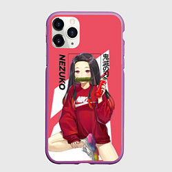 Чехол iPhone 11 Pro матовый Nezuko, цвет: 3D-фиолетовый