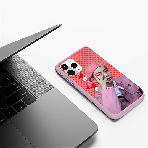 Чехол iPhone 11 Pro матовый BTS Ким Тэ Хён / 3D-Розовый – фото 3