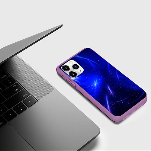 Чехол iPhone 11 Pro матовый Космический вихрь / 3D-Фиолетовый – фото 3