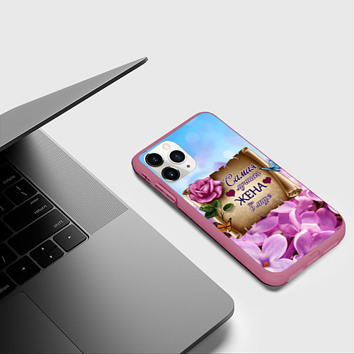 Чехол iPhone 11 Pro матовый Лучшая Жена / 3D-Малиновый – фото 3