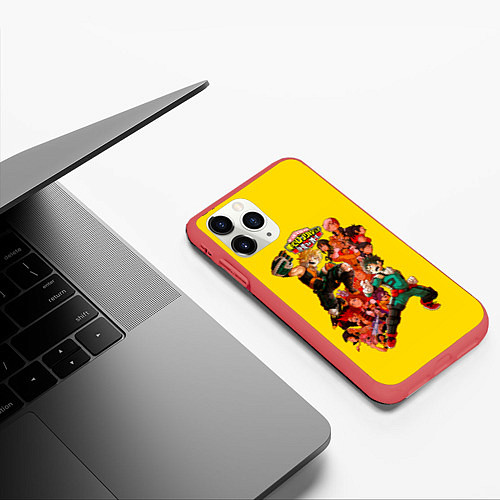 Чехол iPhone 11 Pro матовый Моя геройская академия / 3D-Красный – фото 3