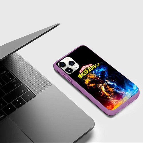 Чехол iPhone 11 Pro матовый Моя геройская академия / 3D-Фиолетовый – фото 3