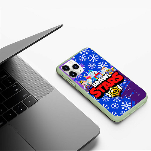 Чехол iPhone 11 Pro матовый BRAWL STARS LOU / 3D-Салатовый – фото 3