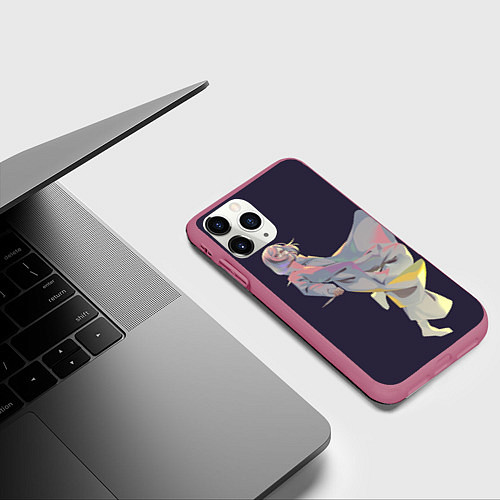 Чехол iPhone 11 Pro матовый Маньяк акудама / 3D-Малиновый – фото 3