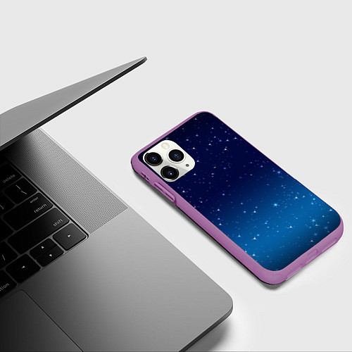 Чехол iPhone 11 Pro матовый Звездное небо / 3D-Фиолетовый – фото 3