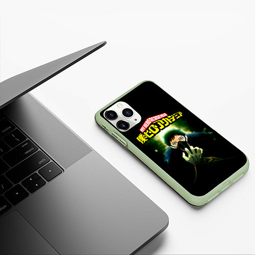 Чехол iPhone 11 Pro матовый Моя геройская академия / 3D-Салатовый – фото 3