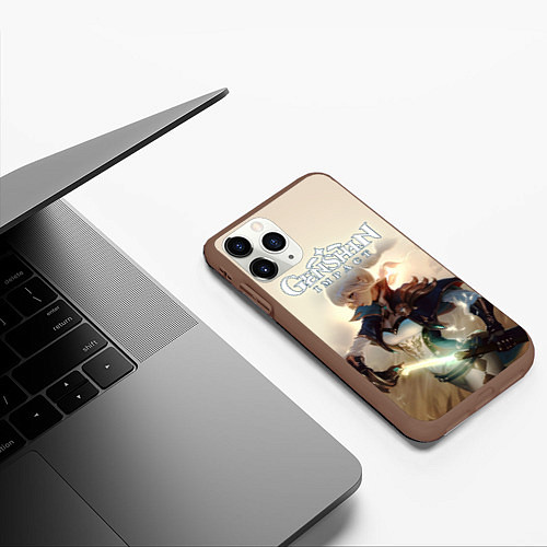 Чехол iPhone 11 Pro матовый Genshin Impact / 3D-Коричневый – фото 3
