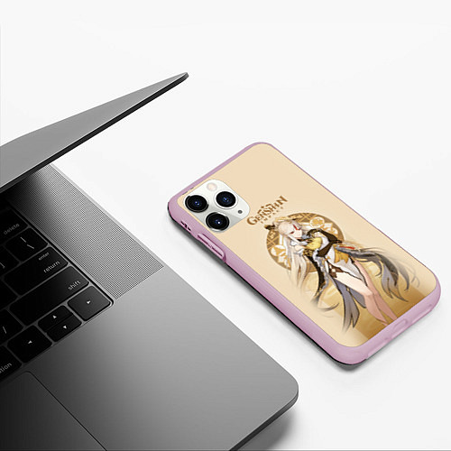 Чехол iPhone 11 Pro матовый Genshin Impact / 3D-Розовый – фото 3