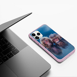Чехол iPhone 11 Pro матовый Обезьяны, цвет: 3D-розовый — фото 2