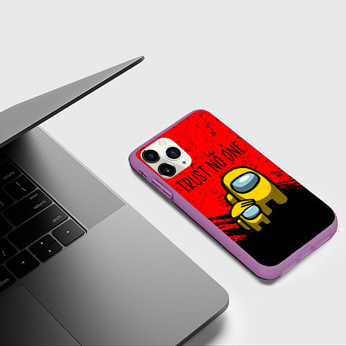 Чехол iPhone 11 Pro матовый AMONG US - НЕ ВЕРЬ НИКОМУ / 3D-Фиолетовый – фото 3