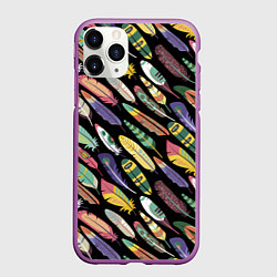 Чехол iPhone 11 Pro матовый Feathers, цвет: 3D-фиолетовый