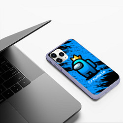 Чехол iPhone 11 Pro матовый AMONG US - Синий в Короне, цвет: 3D-светло-сиреневый — фото 2