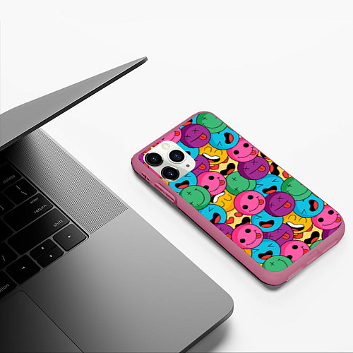 Чехол iPhone 11 Pro матовый Pattern / 3D-Малиновый – фото 3