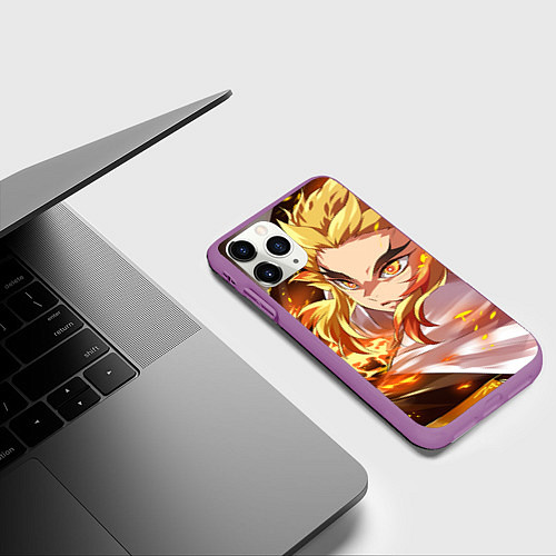 Чехол iPhone 11 Pro матовый Клинок Рассекающий Демонов / 3D-Фиолетовый – фото 3