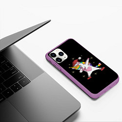 Чехол iPhone 11 Pro матовый Unicorn Dab, цвет: 3D-фиолетовый — фото 2