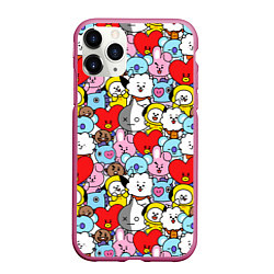 Чехол iPhone 11 Pro матовый BT21 BTS, цвет: 3D-малиновый