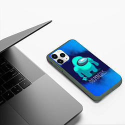 Чехол iPhone 11 Pro матовый Among Us, цвет: 3D-темно-зеленый — фото 2