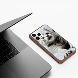 Чехол iPhone 11 Pro матовый Серый котенок, цвет: 3D-коричневый — фото 2